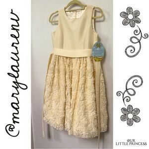 American Princess Creamy Yellow Flower Girl Dress for Weddings NEW